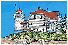 Heron Neck Light During Reconstruction 2 - Digital Painting